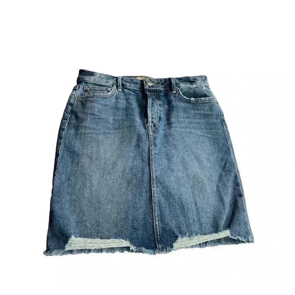 JOE’S SKYLER FRAYED STRETCHED DENIM MINI SKIRT•SIZE 26•MEDIUM DENIM DISTRESSED• - Picture 1 of 11
